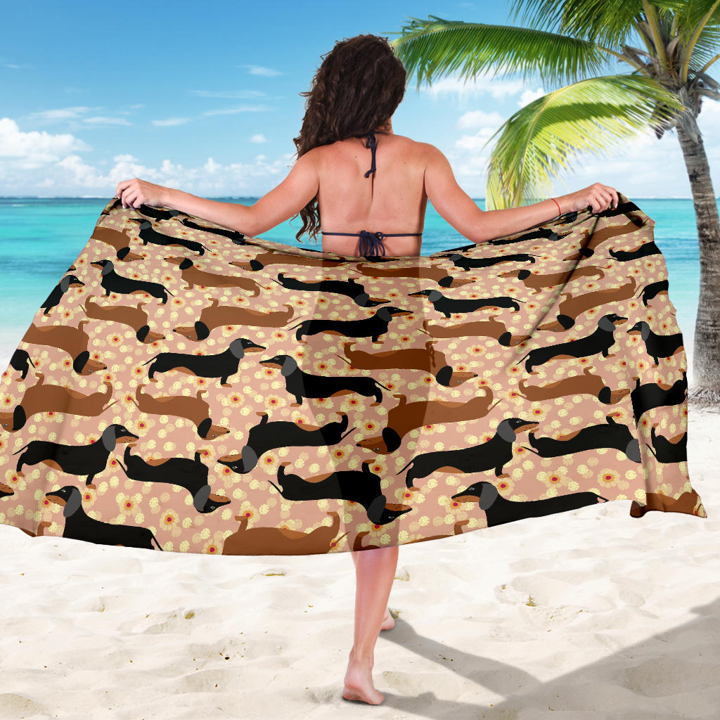 Dachshund Pattern Print Design 011 Sarong Pareo Wrap