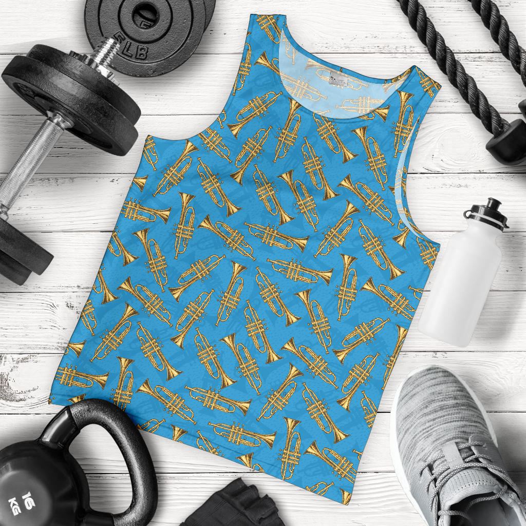 Trumpet Golden Pattern Themed Print Men Tank Top