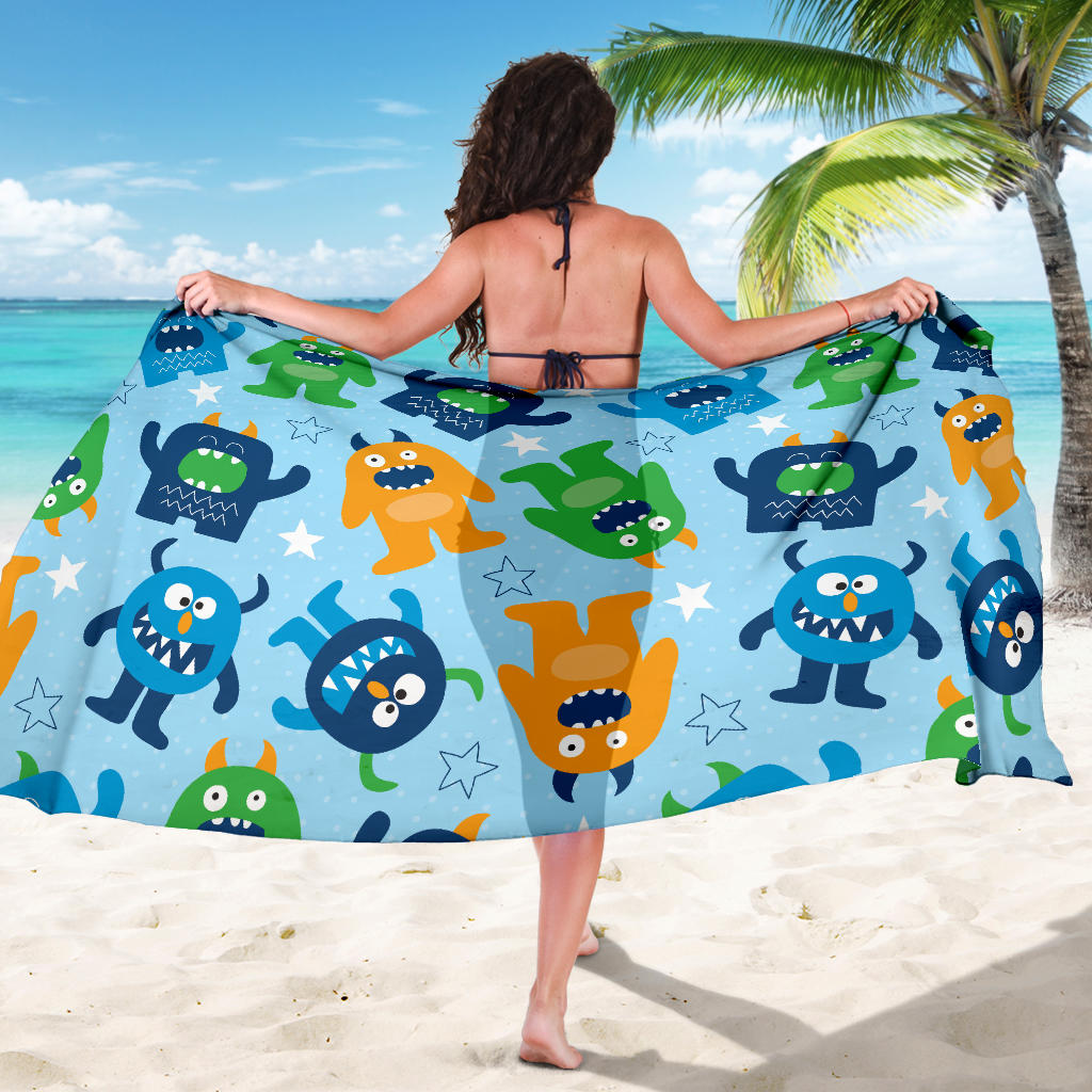 Monster Cartoon Pattern Print Design 04 Sarong Pareo Wrap