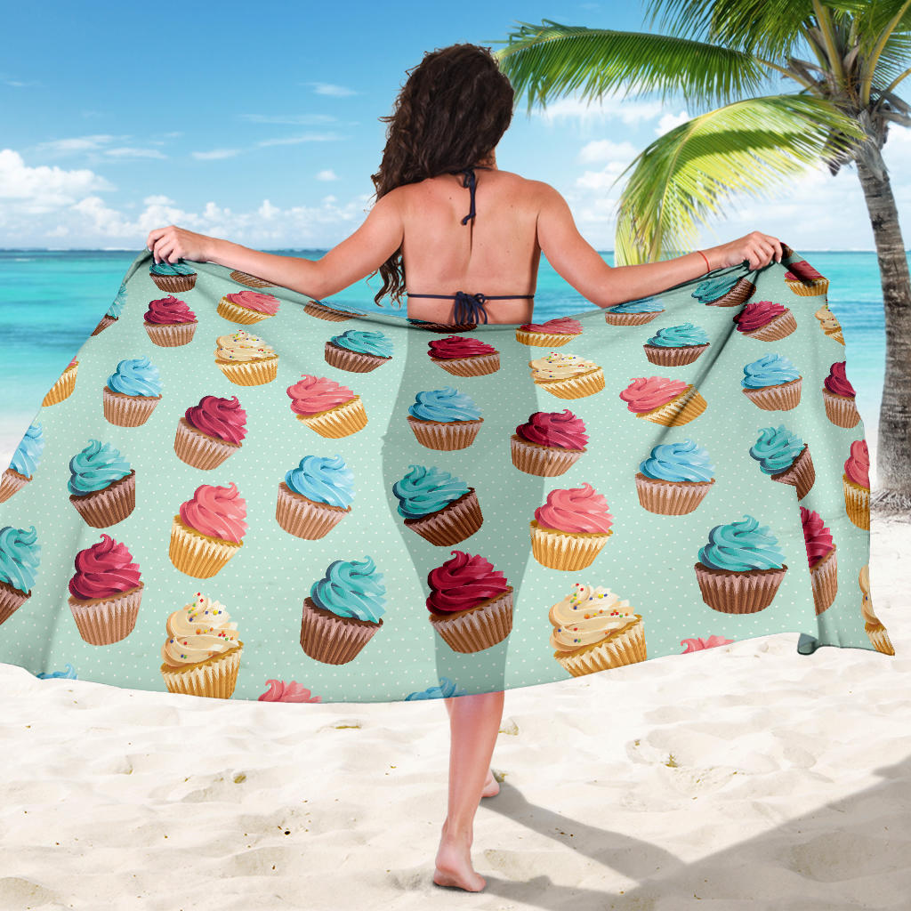 Cupcake Pattern Print Design 01 Sarong Pareo Wrap