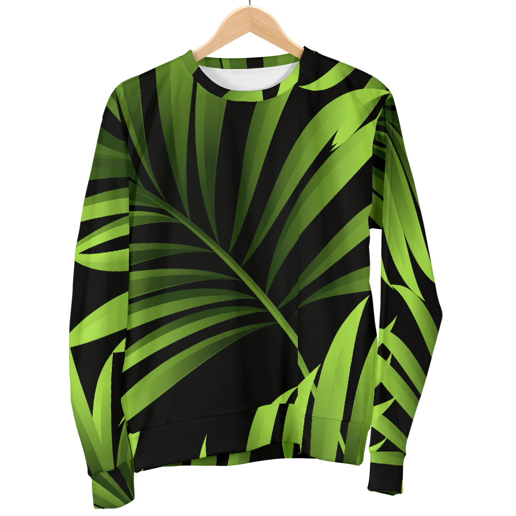 Green Neon Tropical Palm Leaves Women Long Sleeve Sweatshirt