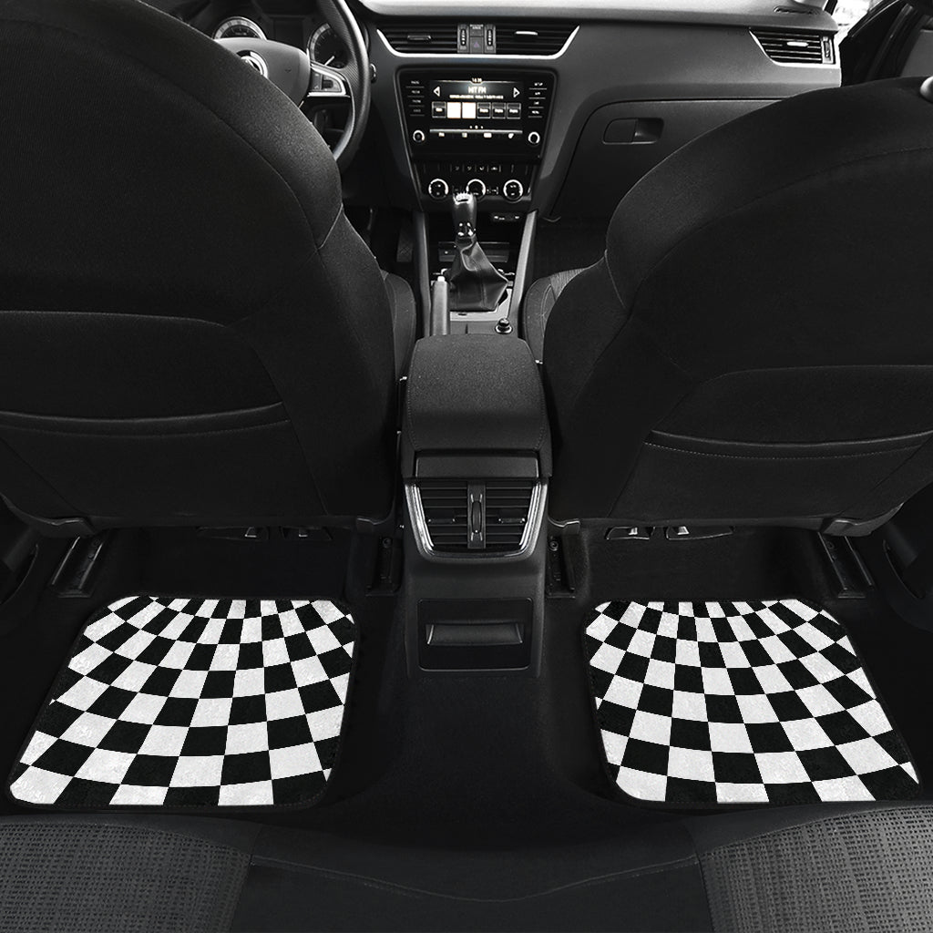 Checkered Flag Optical illusion Car Floor Mats Front Back