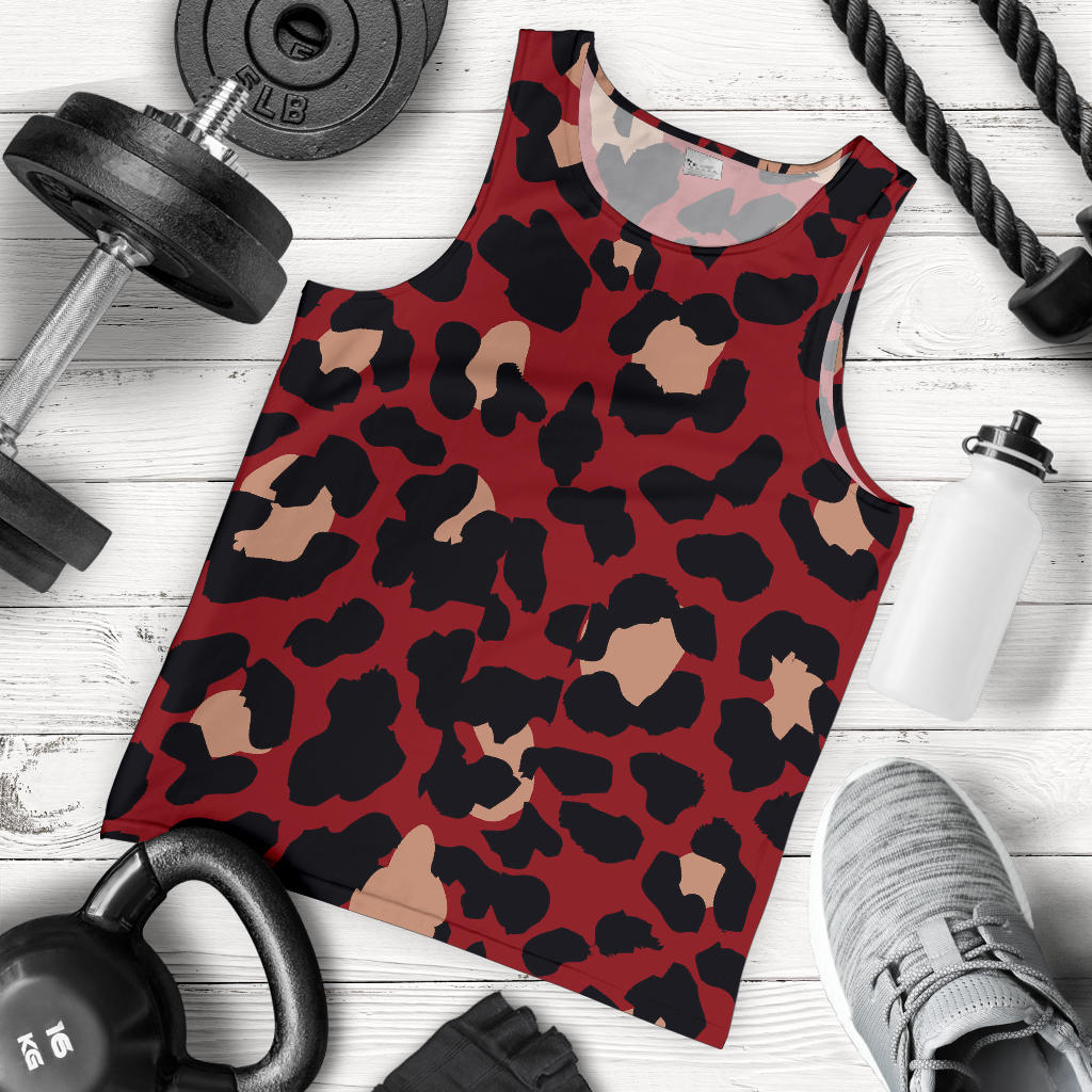Cheetah Red Print Pattern Men Tank Top