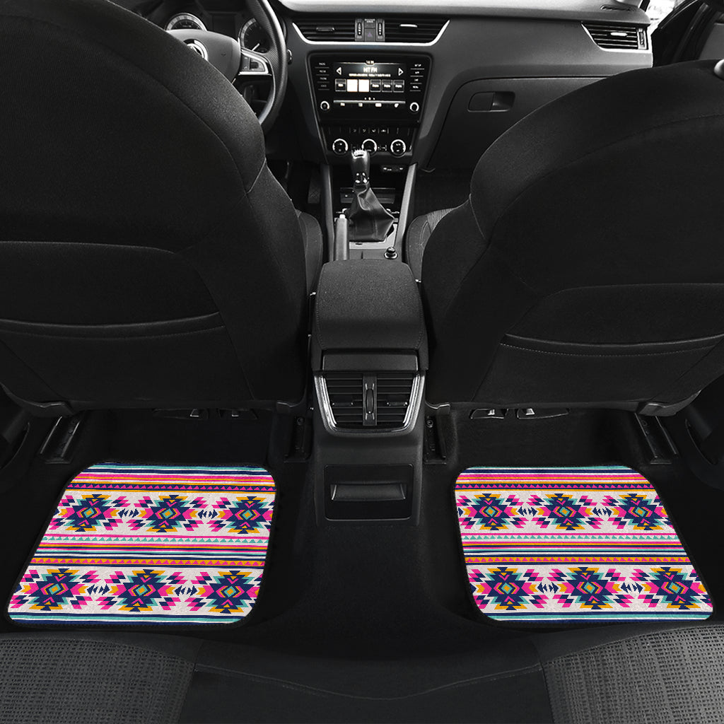 Indian Navajo Neon Themed Design Print Car Floor Mats Front Back