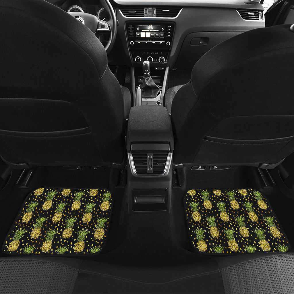 Pineapple Gold Dot Themed Print Car Floor Mats Front Back