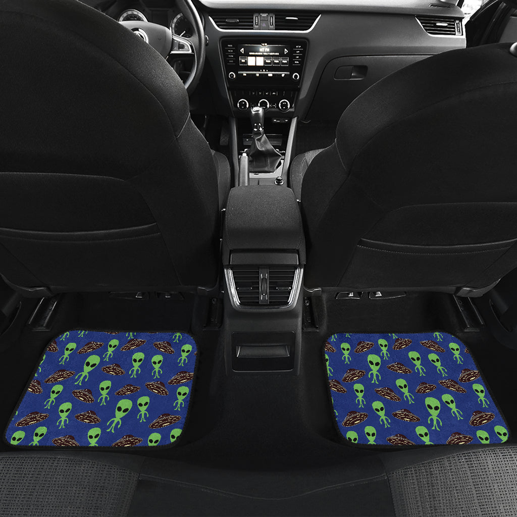 Alien Green UFO Pattern Car Floor Mats Front Back