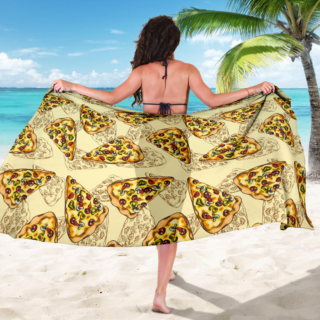 Pizza Pattern Print Design A01 Sarong Pareo Wrap