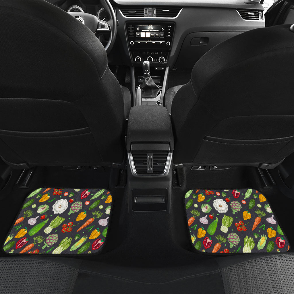 Vegan Pattern Themed Design Print Car Floor Mats Front Back