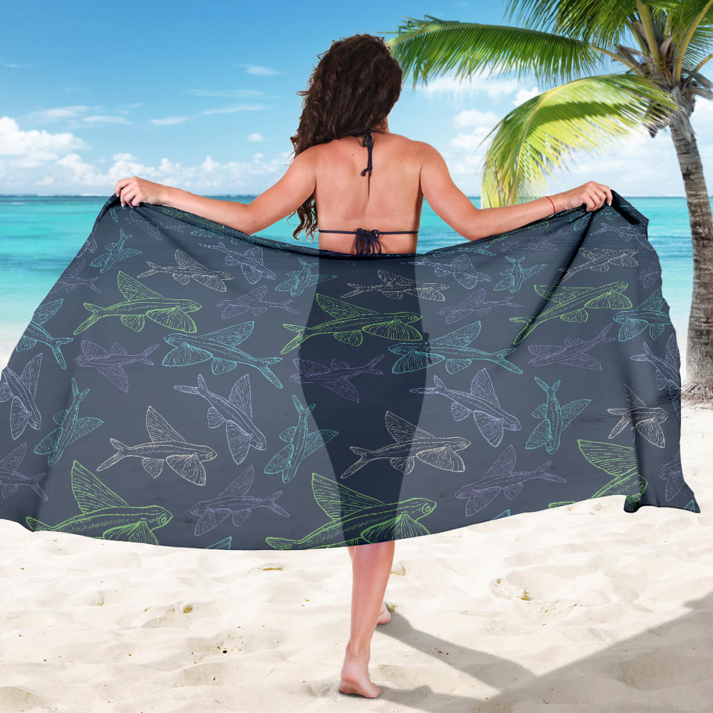 Flying Fish Pattern Print Design 02 Sarong Pareo Wrap