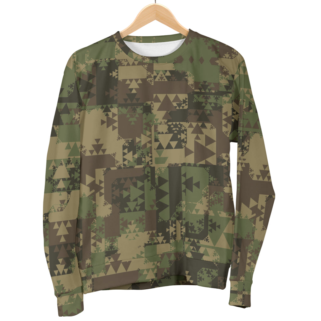 Camouflage Aztec Green Army Print Women Long Sleeve Sweatshirt