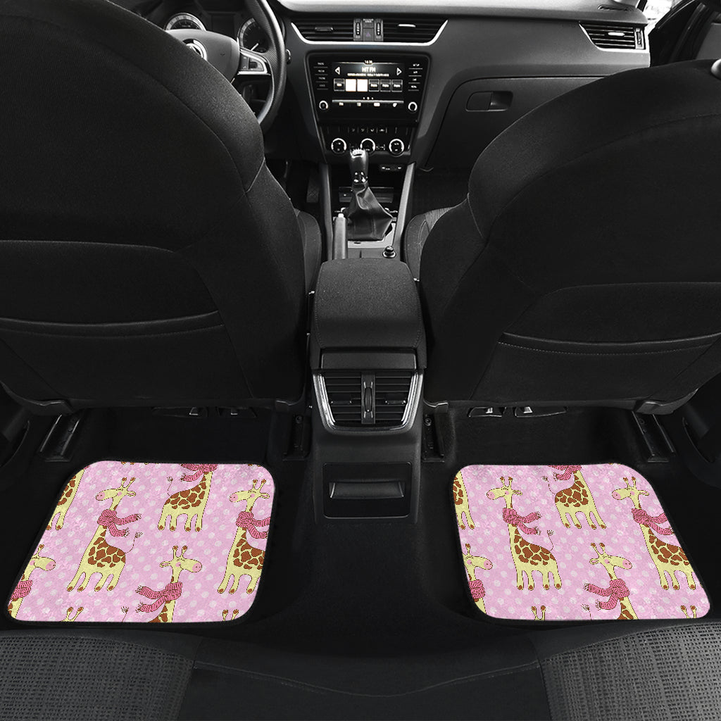Giraffe Cute Pink Polka Dot Print Car Floor Mats Front Back