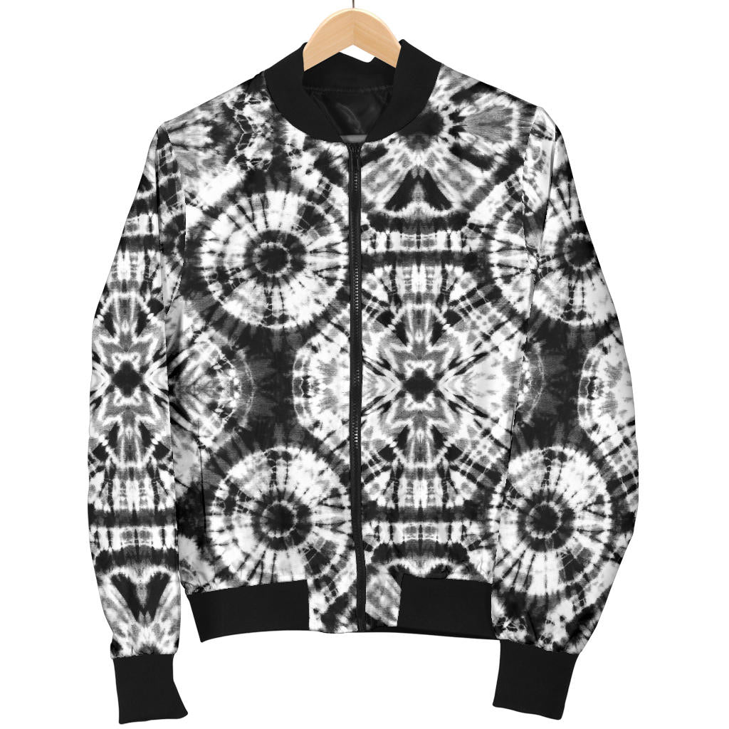 Tie Dye Black White Design Print Men Bomber Jacket