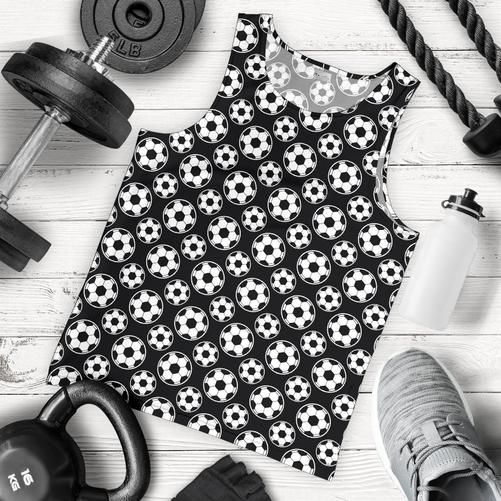 Soccer Ball Black Print Pattern Men Tank Top