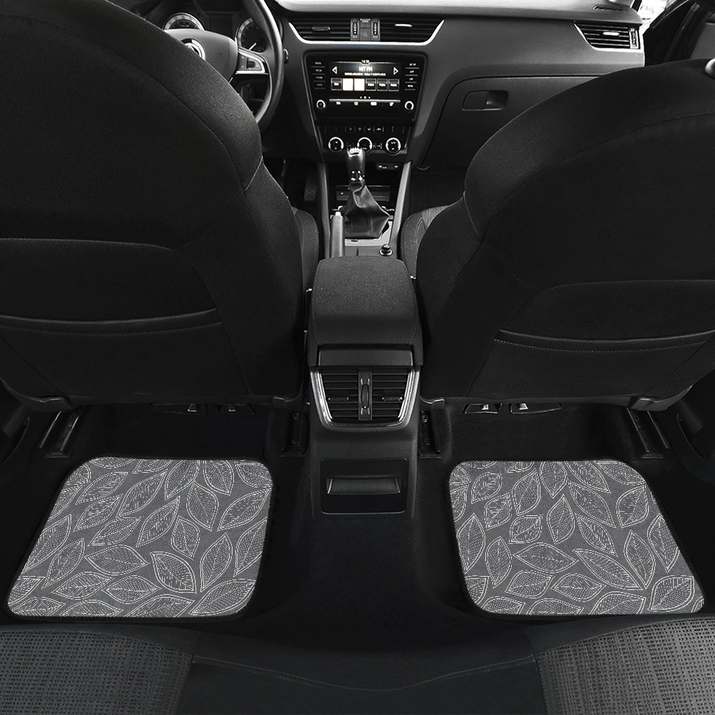 Elm Leave Grey Print Pattern Car Floor Mats Front Back