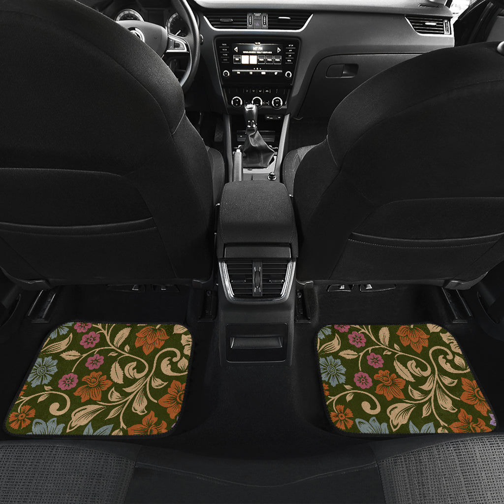 Floral Vintage Print Pattern Car Floor Mats Front Back