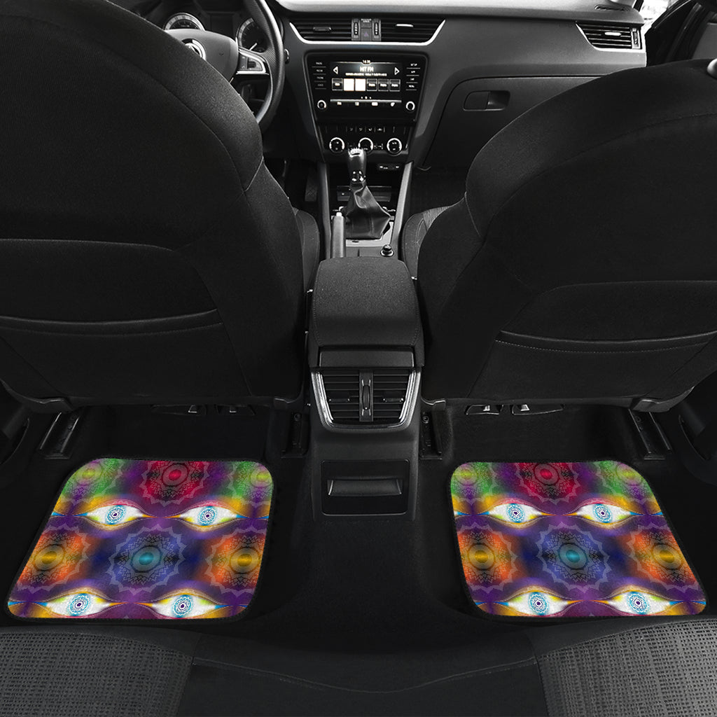Chakra Eye Print Pattern Car Floor Mats Front Back