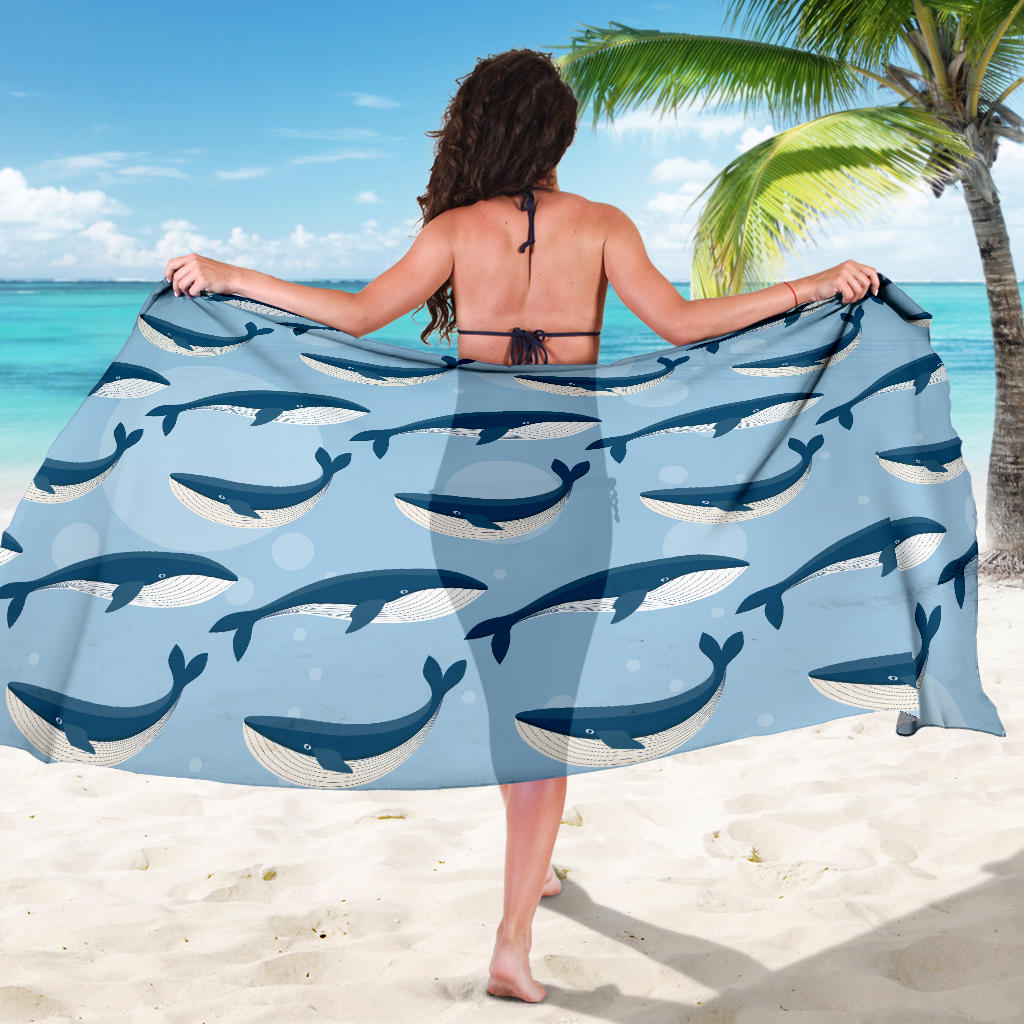 Blue Whale Pattern Print Design 02 Sarong Pareo Wrap