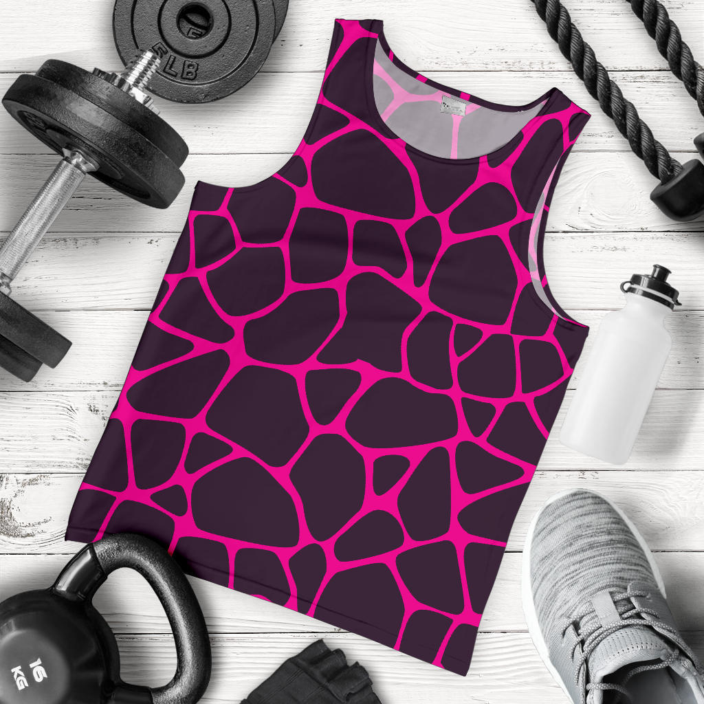 Giraffe Pink Background Texture Print Men Tank Top