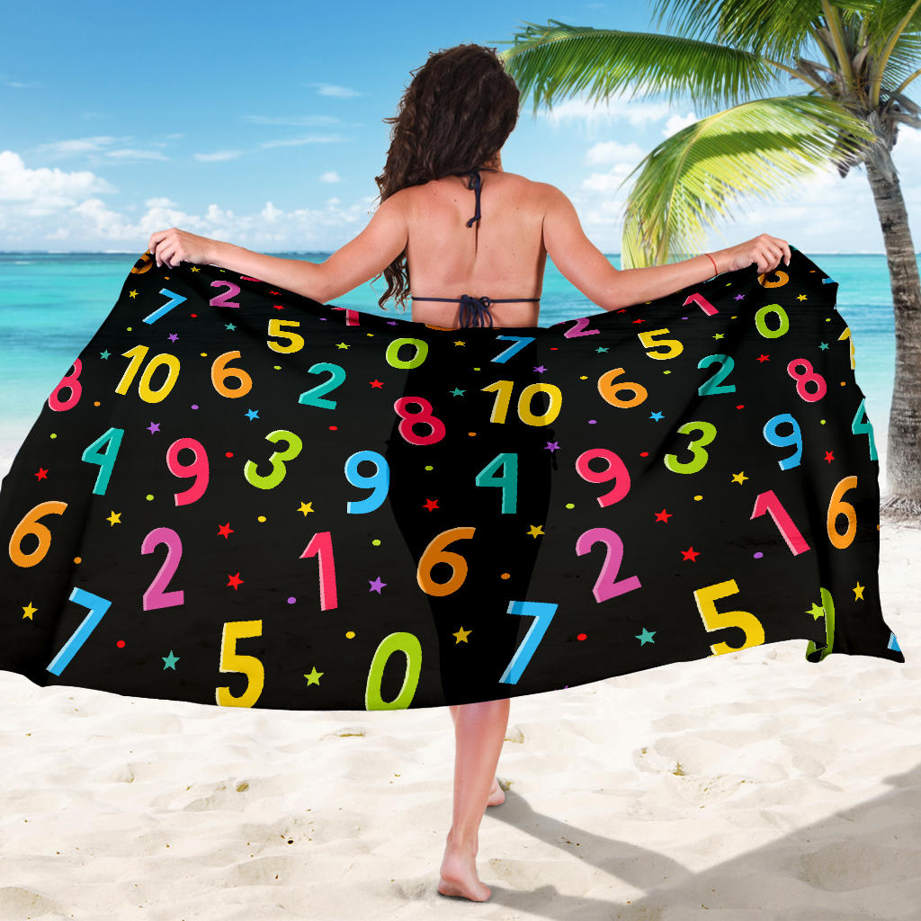 Number Pattern Print Design A04 Sarong Pareo Wrap