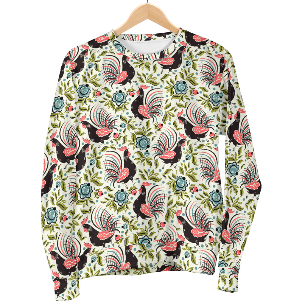Rooster Print Design Men Long Sleeve Sweatshirt