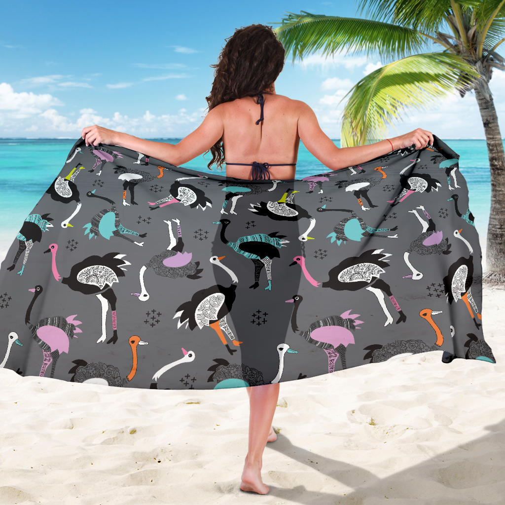 Ostrich Pattern Print Design 01 Sarong Pareo Wrap