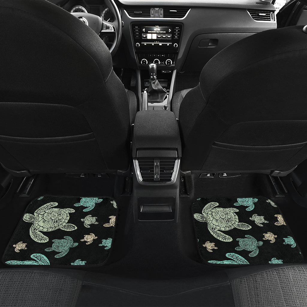Sea Turtle Stamp Pattern Car Floor Mats Front Back