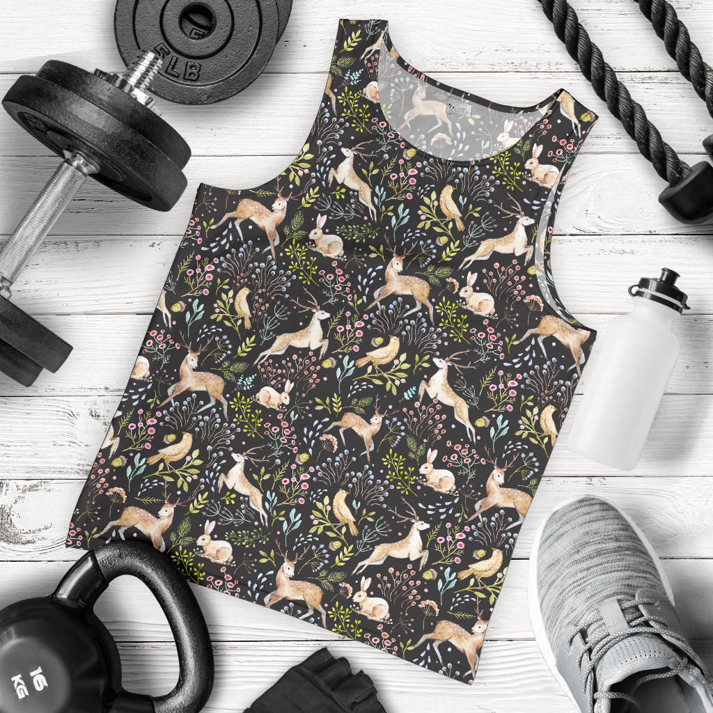Deer Floral Jungle Men Tank Top