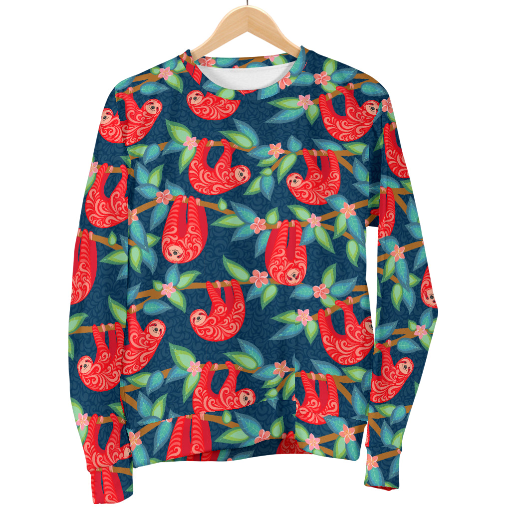 Sloth Red Design Themed Print Men Long Sleeve Sweatshirt