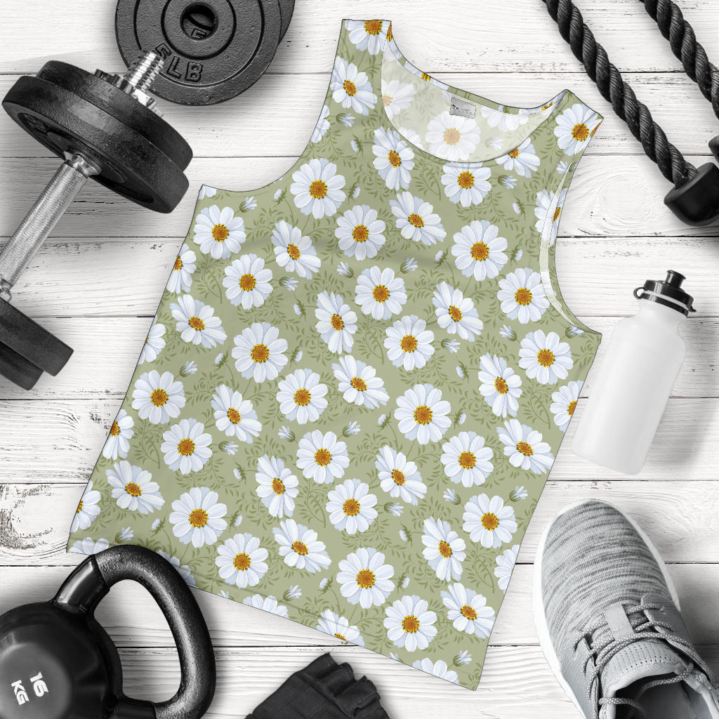 Daisy Yellow Print Pattern Men Tank Top