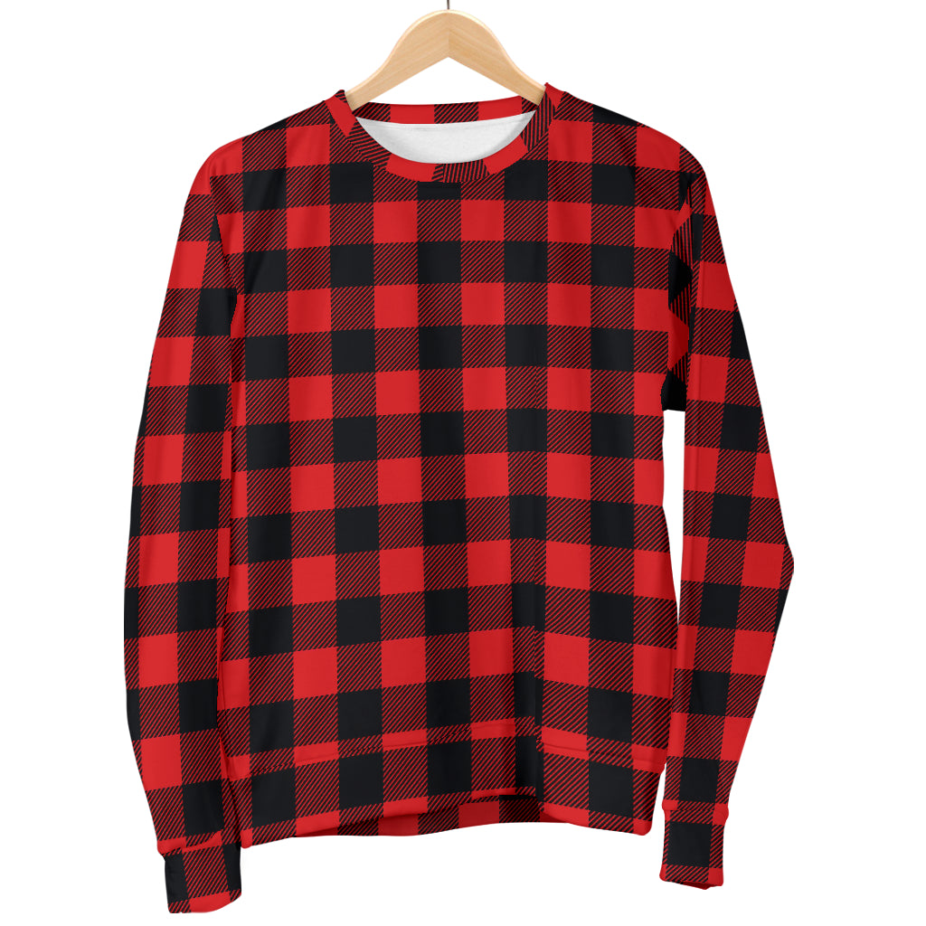 Red Black Buffalo Tartan Plaid Pattern Women Long Sleeve Sweatshirt
