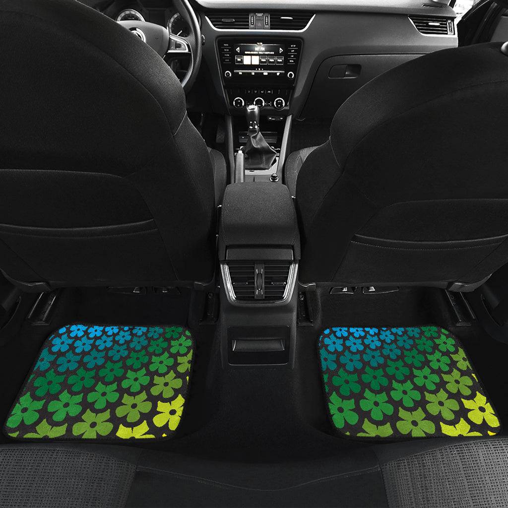 Flower Power Rainbow Spiral Print Car Floor Mats Front Back