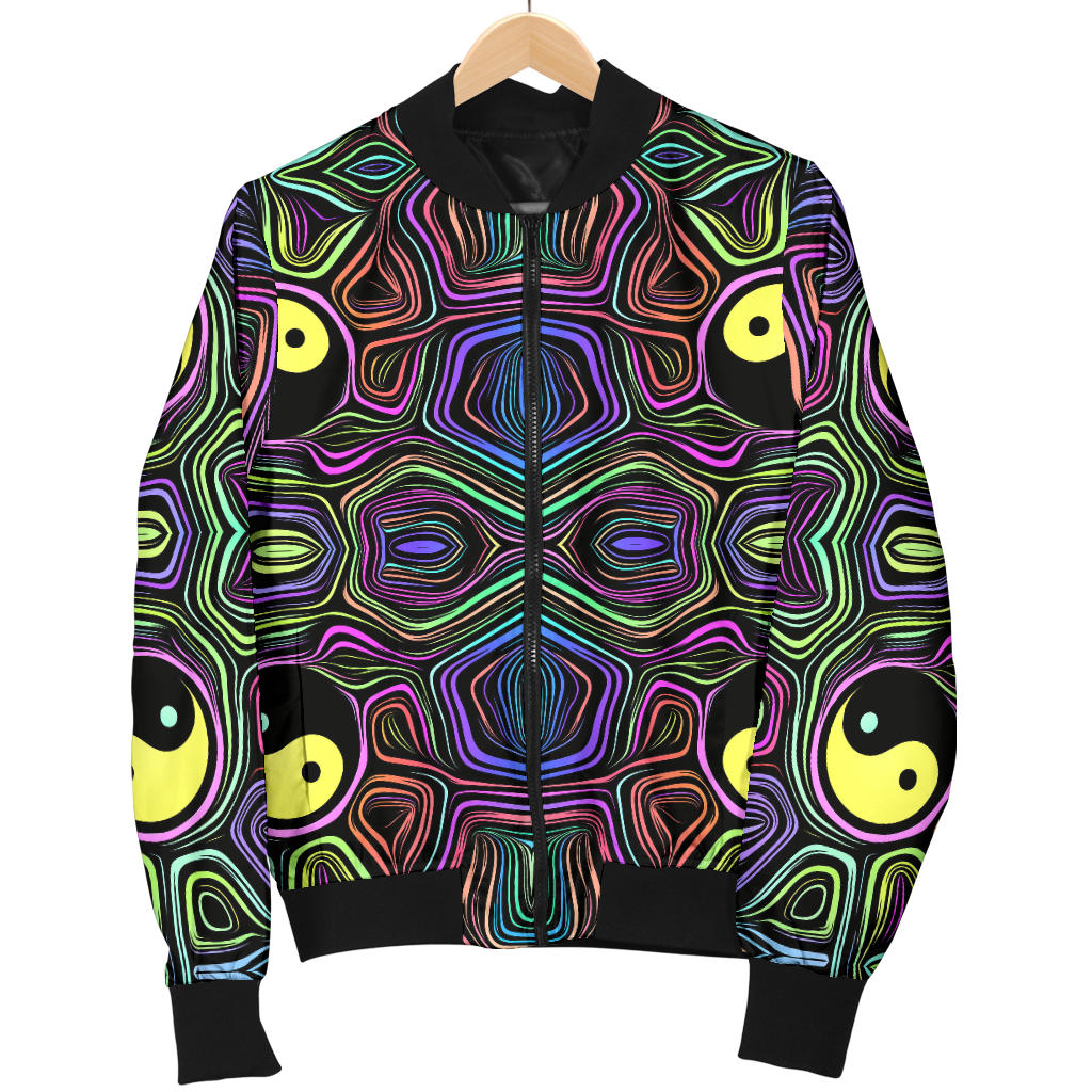 Yin Yang Neon Color Design Print Men Bomber Jacket