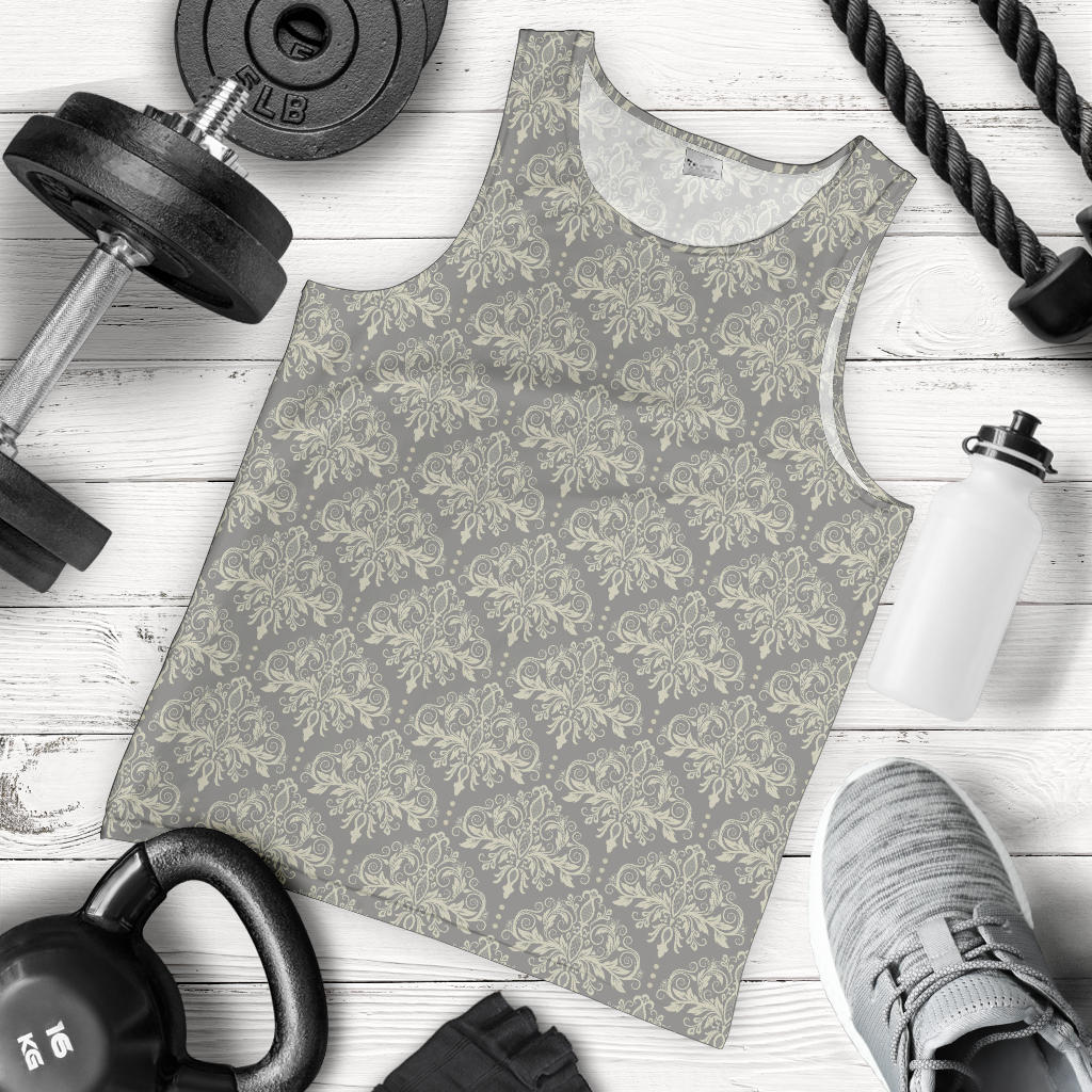 Damask Grey Elegant Print Pattern Men Tank Top