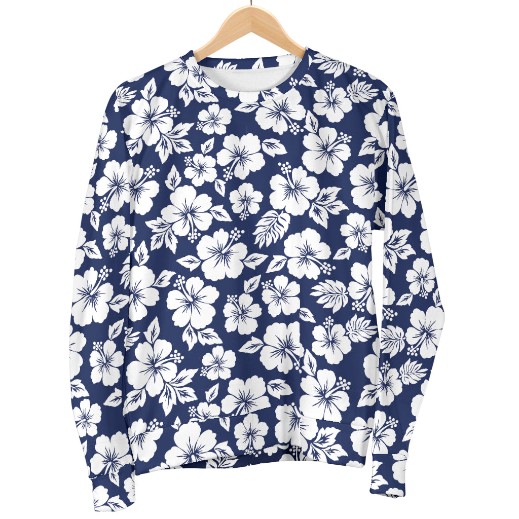 Hibiscus Blue Hawaiian Flower Style Women Long Sleeve Sweatshirt