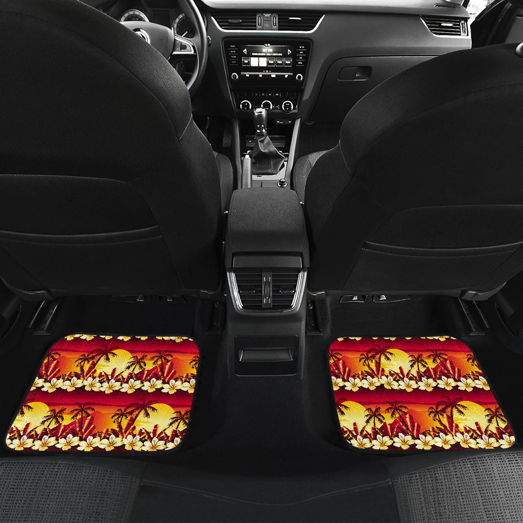 Hawaiian Tropical Sunset Hibiscus Print Car Floor Mats Front Back