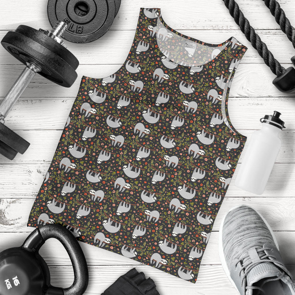 Sloth Cute Design Themed Print Men Tank Top