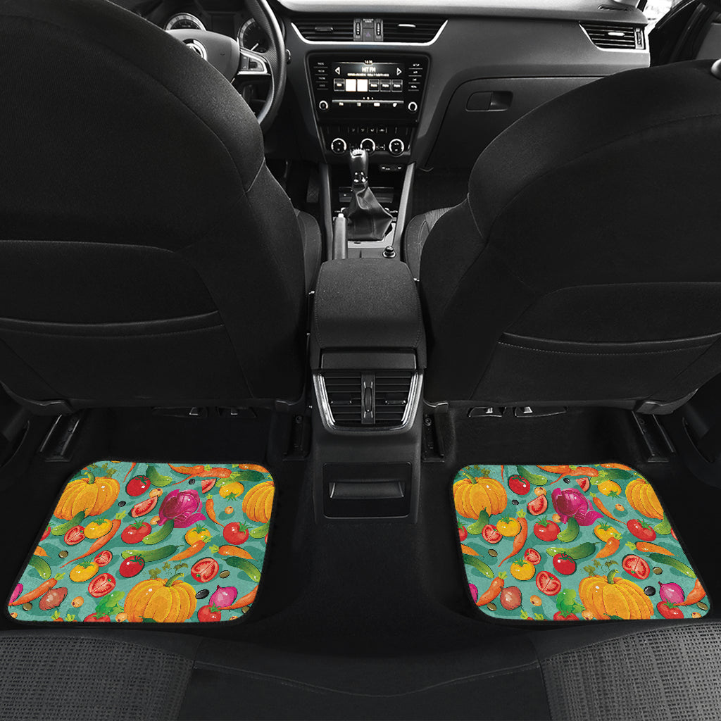Vegan Colorful Themed Design Print Car Floor Mats Front Back