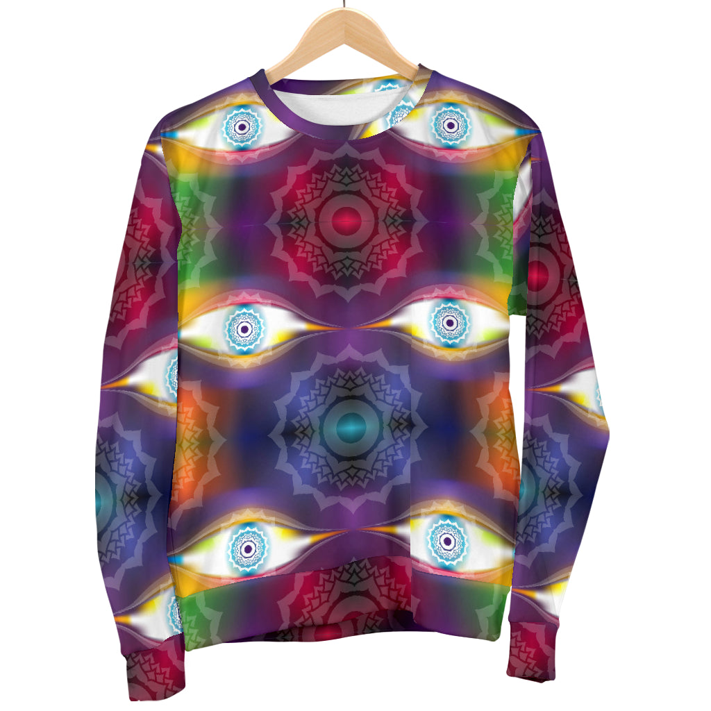 Chakra Eye Print Pattern Men Long Sleeve Sweatshirt