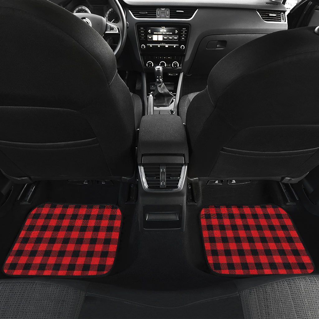 Red Black Buffalo Tartan Plaid Pattern Car Floor Mats Front Back