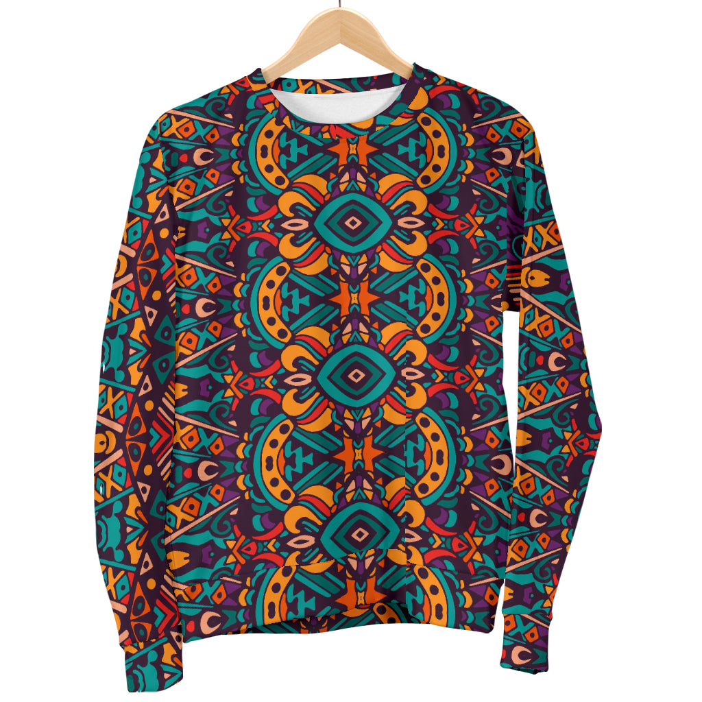 Ethnic Style Print Pattern Men Long Sleeve Sweatshirt