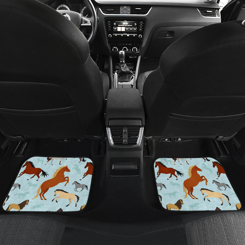 Horse Cute Themed Pattern Print Car Floor Mats Front Back