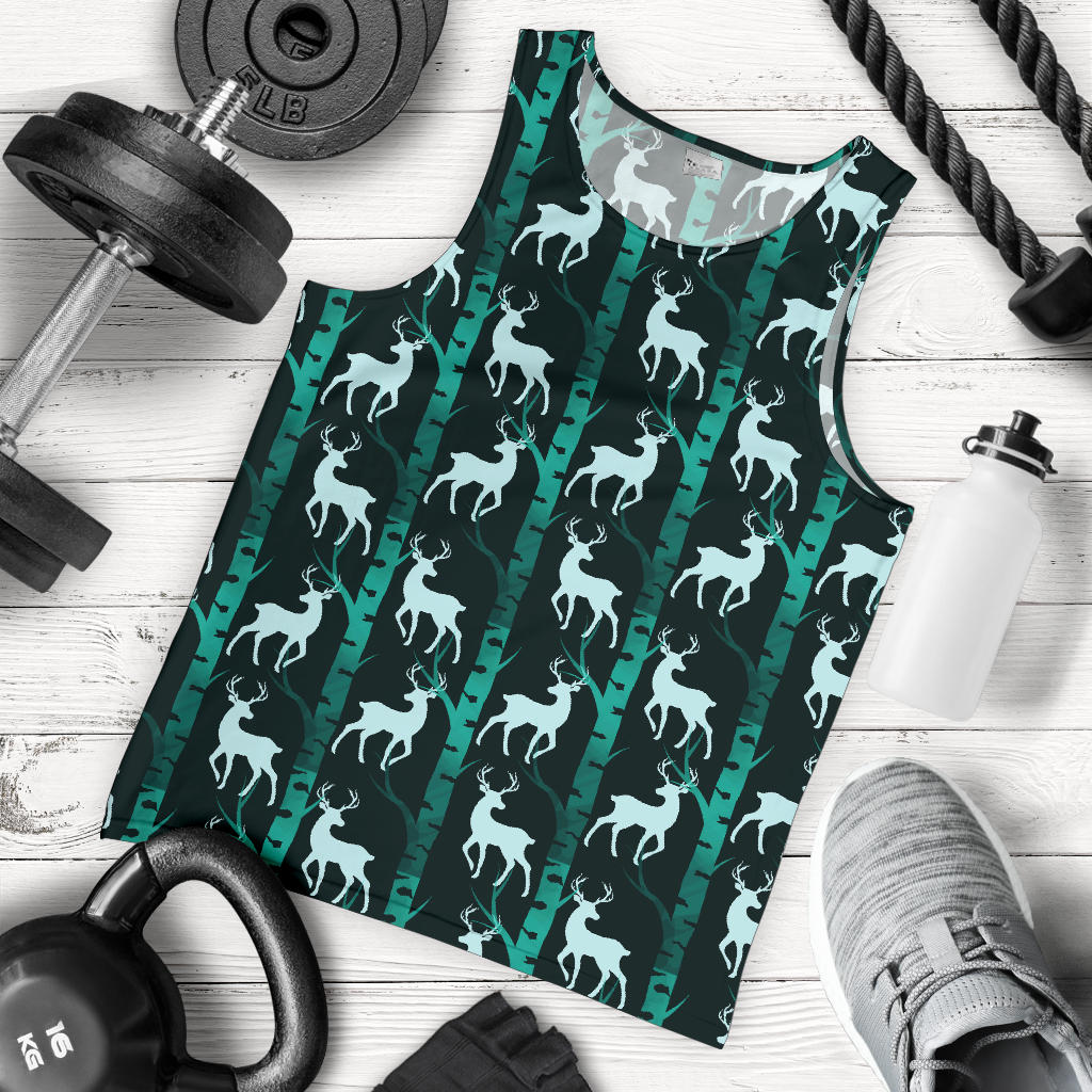 Deer Jungle Print Pattern Men Tank Top