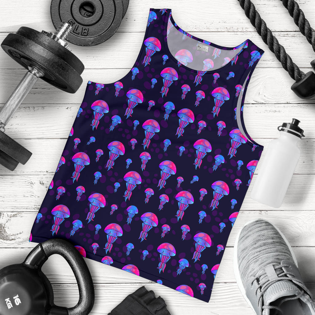 Jellyfish Neon Print Men Tank Top