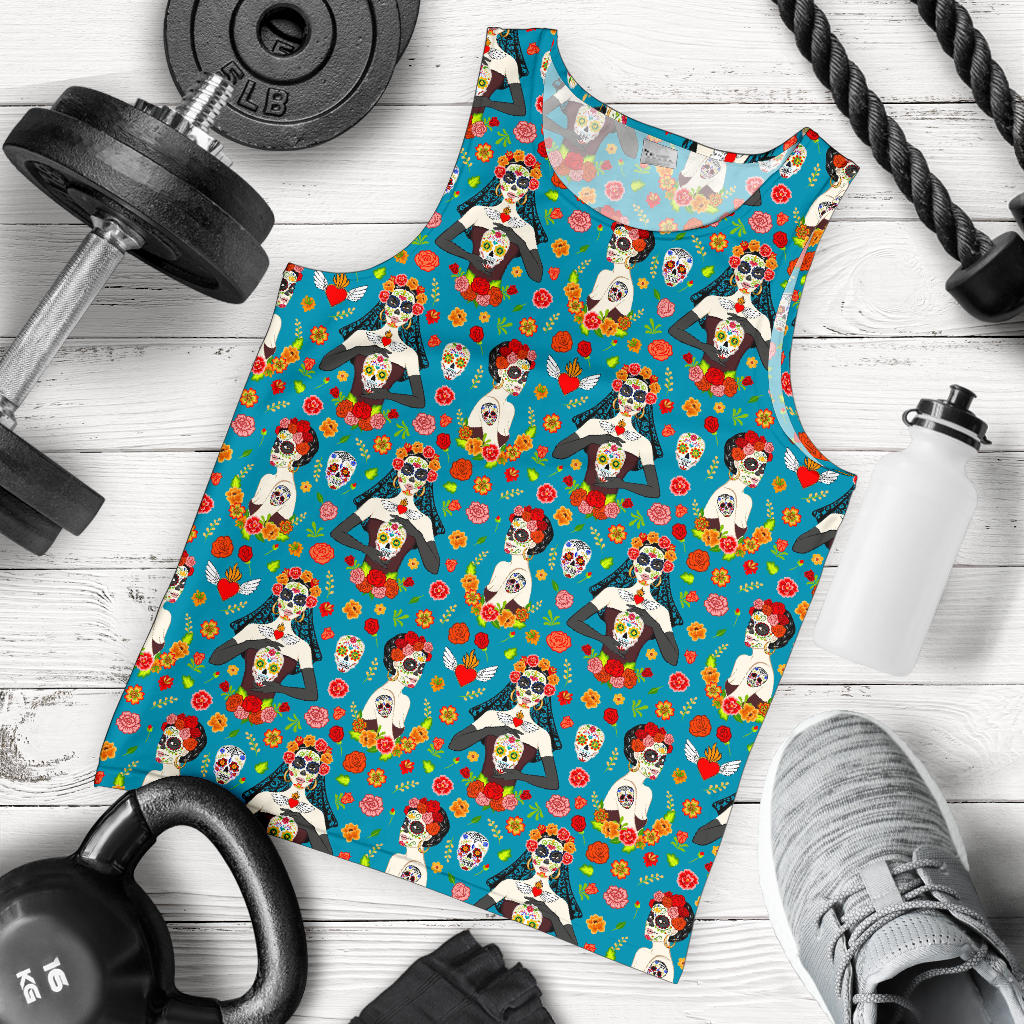 Day of the Dead Old School Girl Design Men Tank Top