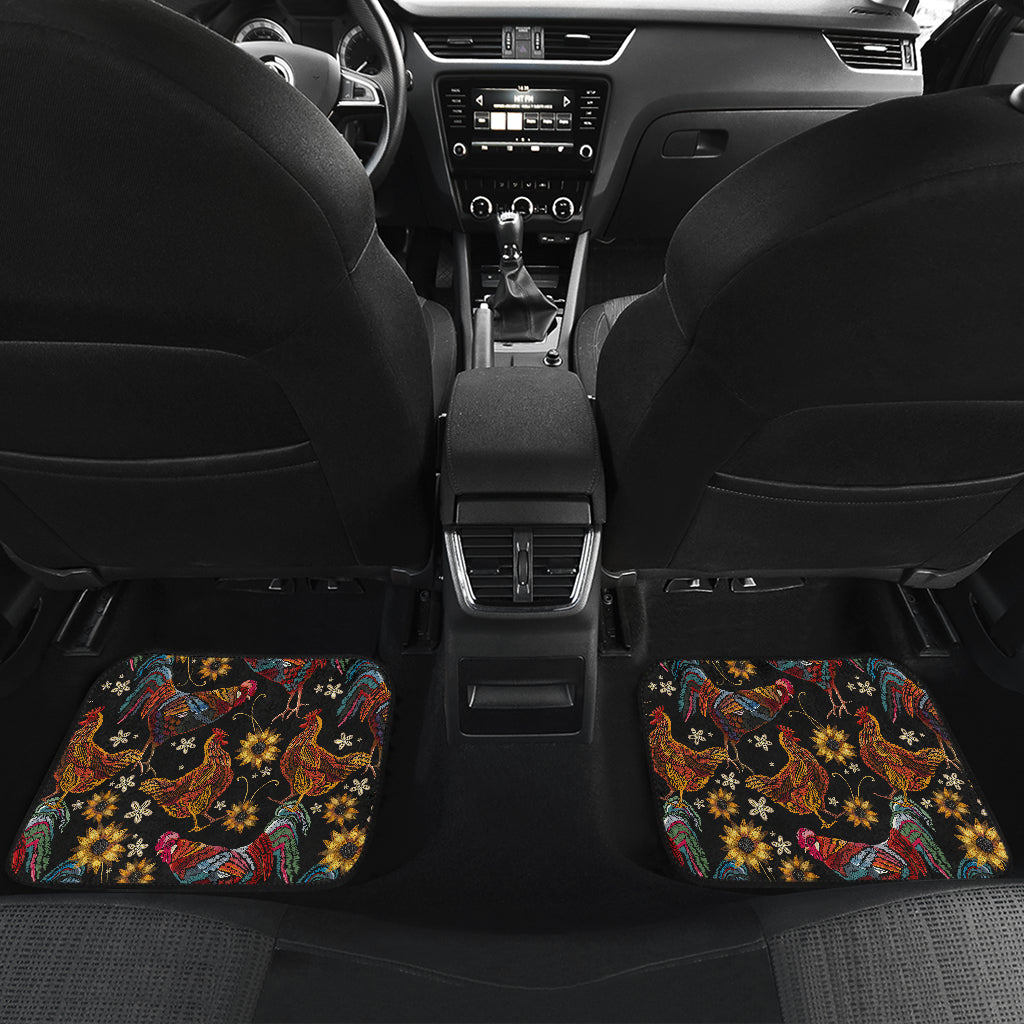 Chicken Embroidery Style Car Floor Mats Front Back
