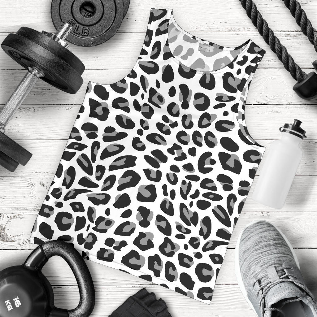 Snow Leopard Skin Print Men Tank Top
