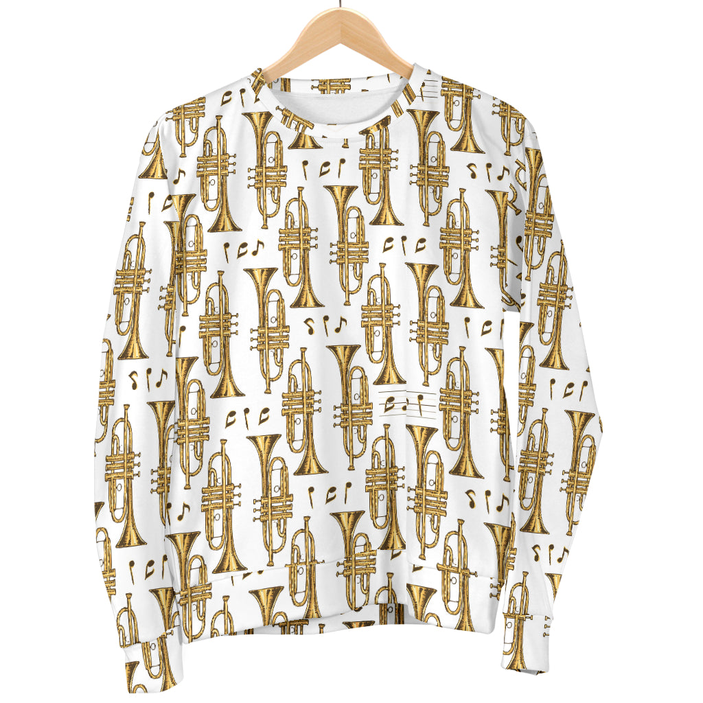 Trumpet with Music Note Print Men Long Sleeve Sweatshirt