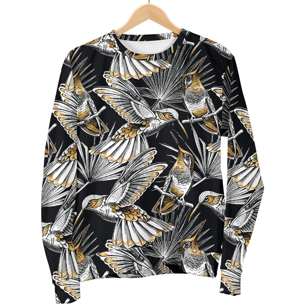 Hummingbird Gold Design Themed Print Men Long Sleeve Sweatshirt