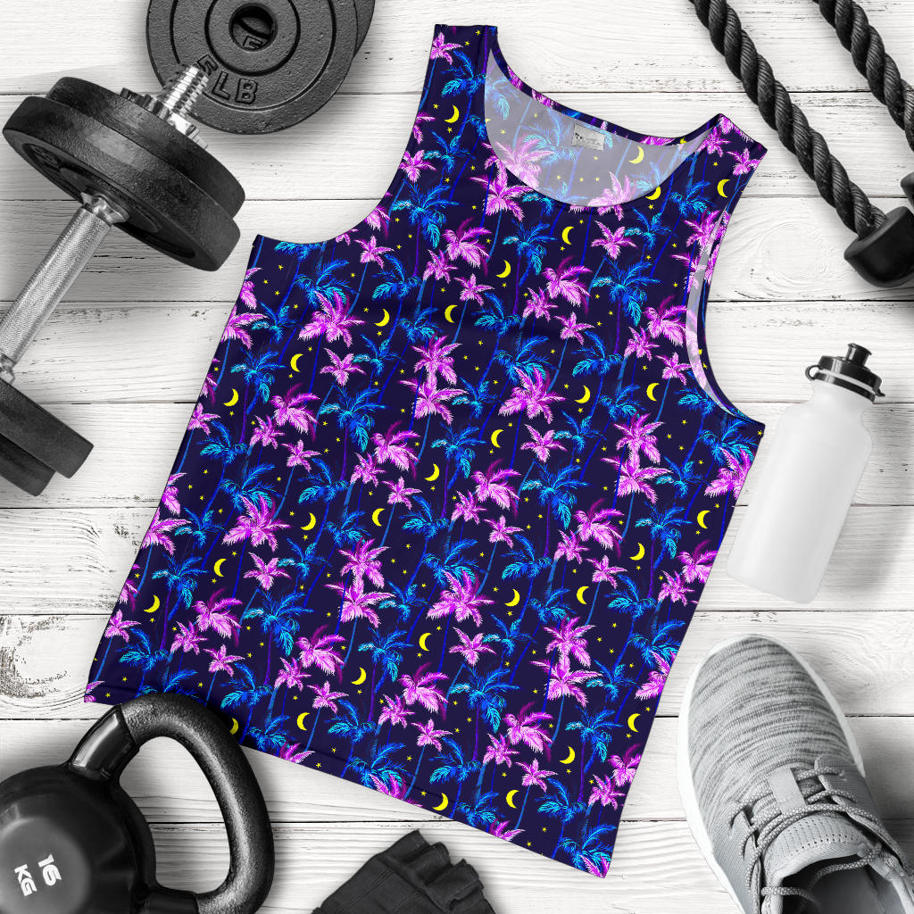 Palm Tree Night Scene Design Print Men Tank Top