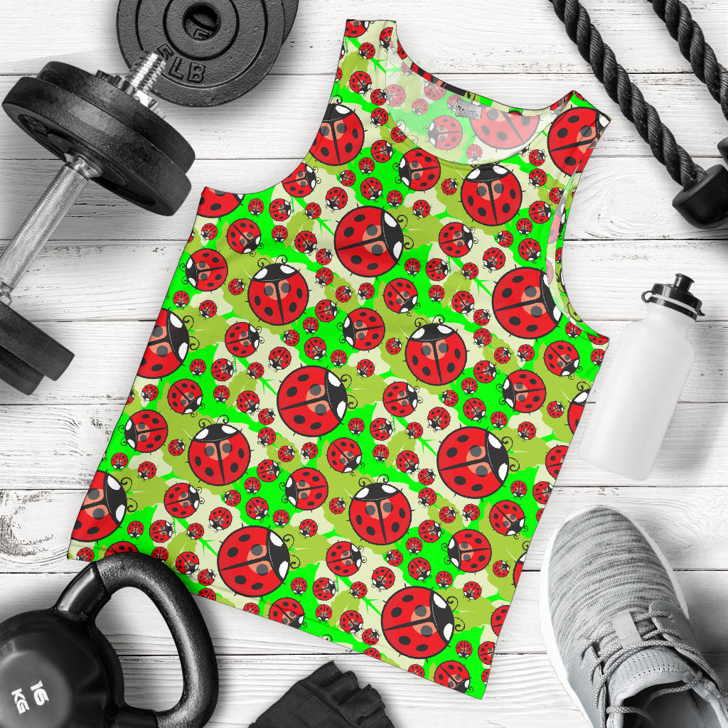 Ladybug with Leaf Print Pattern Men Tank Top